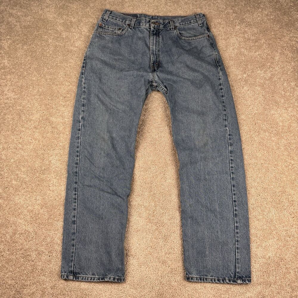Levis 505 Straight Fit Jeans Light Wash Y2K 90s Vintage Mens 36x30 (Fits 32x30)